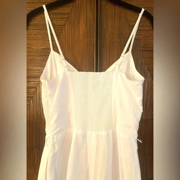 Banana Republic Cropped Linen Cotton White Wide Leg Jumpsuit Good Condition Sz 0 - Picture 7 of 12